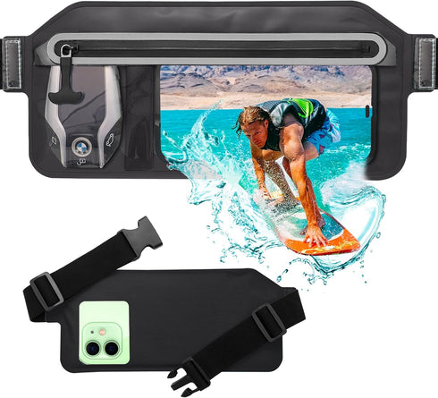 Waterproof Phone Pouch,IPX8 Waterproof Phone Case with Adjustable Waist Strap,Compatible with iPhone Whole Series Galaxy Whole Series up to 7",Wai...