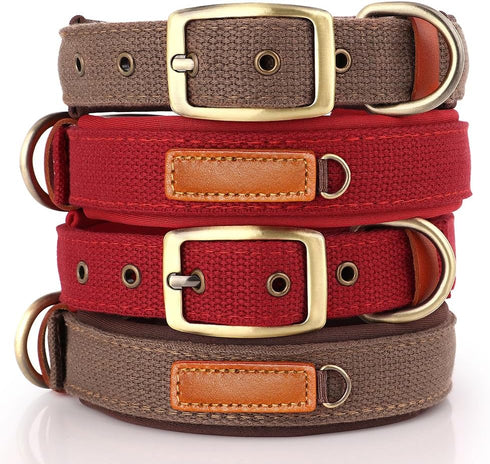 PET ARTIST Soft Neoprene Padded Nylon Dog Collar with Mental Buckle Comfort Pet Collar for Small Medium Girls Boys Dogs Red S Neck Size 10-14"(25-...