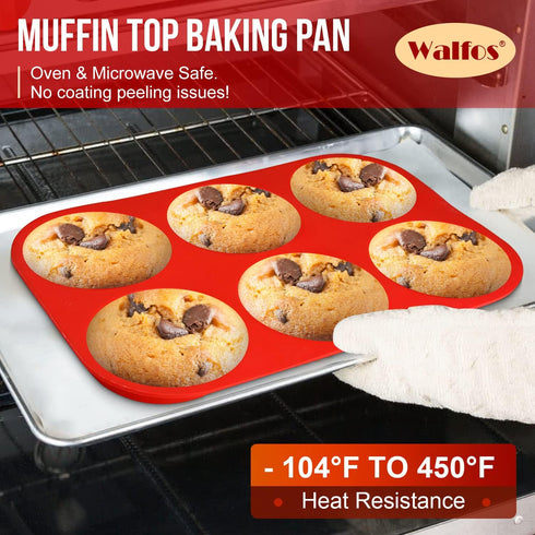 Walfos Silicone Muffin Top Pan Set, Non-Stick Whoopie Pie Baking Pans, Food Grade & BPA Free, Great for Muffin Tops, Whoopie Pies, Egg Muffins, Ha...