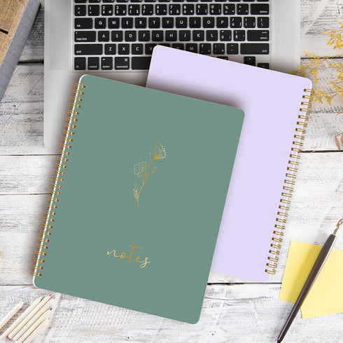 ABERLLS Spiral Notebook Journal For Women, Cute Dark Green 10.6" x 8.5" College Ruled Notebook with Lined Pages, Aesthetic Supplies to Stay Organi...
