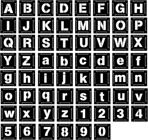 6 Inch Letter Stencils for Painting, 62 Pcs Reusable Plastic Letter Number Stencils, Interlocking Template Kit for Painting on Wood, Wall, Fabric,...