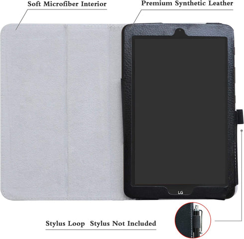 Mama Mouth Black Leather Folio Case for LG G Pad X2 8.0 Plus/Sprint G Pad F2 8.0, 2-Folding Stand Cover, Tablet Case...