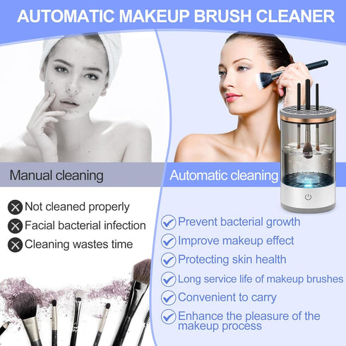 Electric Makeup Brush Cleaner Machine | 2024 Upgrade Cosmetic Brush Cleaner | Automatic Make Up Brush Cleaner Spinner | Deep Cleaning Sonic Techno...