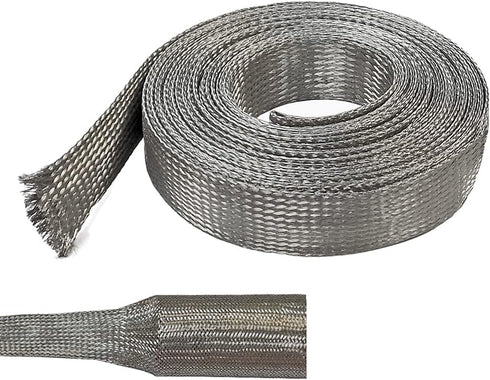 Electriduct 1/2" Tinned Copper Metal Braid Sleeving Flexible EMI RFI Shielding Wire Mesh (0.32" Diameter) - 10 Feet...