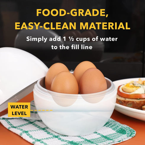 Egg Cooker for Microwave - 4 Egg Capacity Microwave Egg Cooker for Hard Boiled Eggs | Food-Grade Soft, Medium and Hard Boiled Egg Cooker | Easy to...