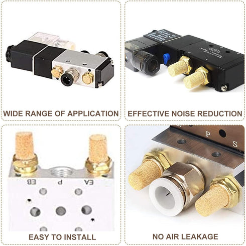 Mtsooning 10PCS Pneumatic Exhaust Muffler, 1/8" NPT Adjustable Brass Flow Control Silencer, Sintered Air Controller for Cylinders Solenoid Valves ...