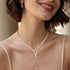 HZMAN Crystal Jewelry Set for Women Bride Dainty 18K White Plated Cubic Zirconia Tassel Stud Earring Knot Necklace Bracelet Wedding Party Jewelry ...
