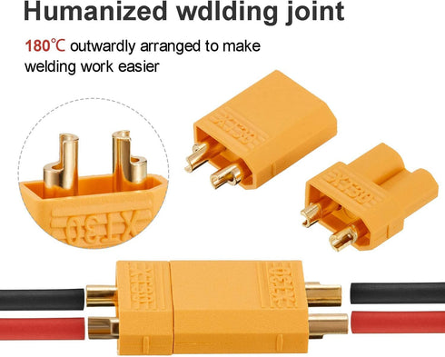Frienda 30 Pairs XT30 Connectors Male and Female Connectors Plugs with 2 Pieces Shrink Tubing for RC Battery...