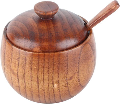 Hapivida Wood Salt Box Spice Jar, Wooden Salt Cellar with Lid and Spoon Pepper Sugar Bowl Seasoning Container Holder for Kitchen Serving...