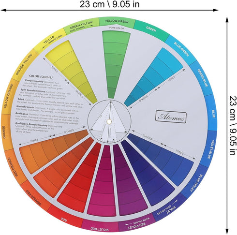 COHEALI Mixing Guide Wheel - Rotatable Watercolor Colour Guide Wheel Color Learning Mixed Guide Paper Card Pigment Colour 23cm...