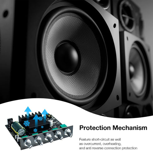 2.1 Channel Bluetooth Audio Power Amplifier Board 50W×2+100W with Treble and Bass Control for DIY Bluetooth Speaker Home Theater......