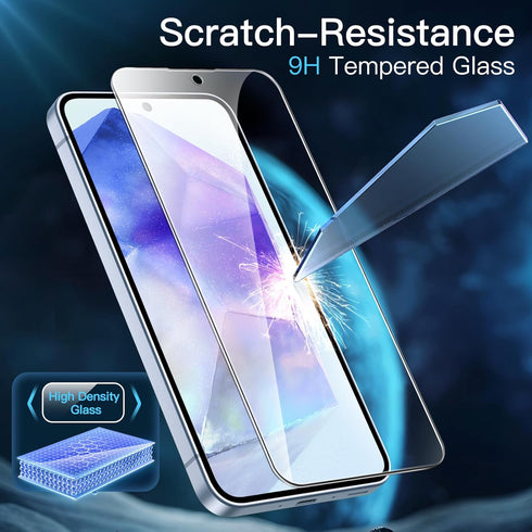 JETech Screen Protector for Samsung Galaxy A55 5G 6.6-Inch, 9H Tempered Glass Film, Anti-Scratch, HD Clear, 3-Pack...