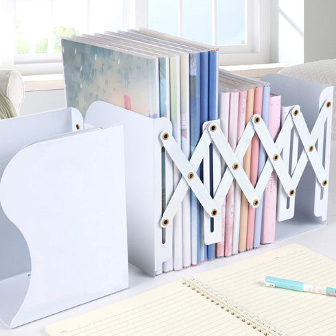 MDHAND Adjustable Bookend, Desk Magazine File Organizer Holder, Desk Organizer and Accessories for Office, Books, Papers, Extends up to 19 inches...