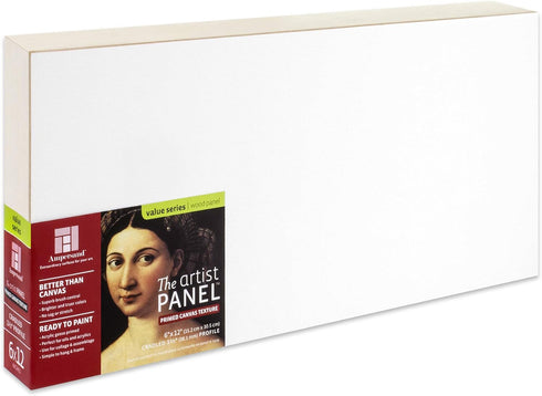 Ampersand Art Supply Wood Gesso Art Painting Panel: Canvas Texture, 1.5 Inch Cradle, 6" x 12"...