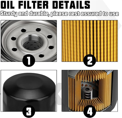 Sollon Oil Filter for Yamaha Grizzly 660 350 450 400 550 700 YFM350 Grizzly 350 auto 2x4 4x4 2007-2014 YFM660 Grizzly 660 auto 4x4 2007-2008 YFM70...