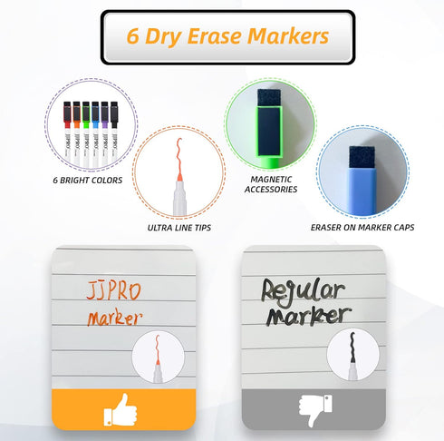 JJPRO Magnetic Monthly Calendar Whiteboard Set for Fridge-Monthly Planning Board and Two Bonus Dry Erase Grocery Board&Weekly Menu Board-Meal Plan...