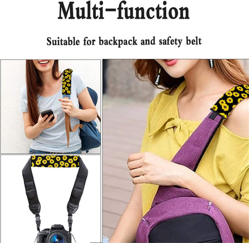 JEOCODY Sunflower Cow Print Seat Belt Shoulder Pad for More Comfortable Driving, Car, Truck, SUV, Airplane,Carmera Backpack Straps 2 Packs...