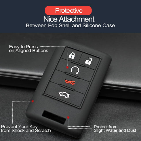 2pcs Compatible with Cadillac ATS CTS DTS XTS SRX STS Escalade ESV Chevrolet Corvette Impala Monte Carlo Buick Lucerne OUC6000066 Silicone Key Fob...