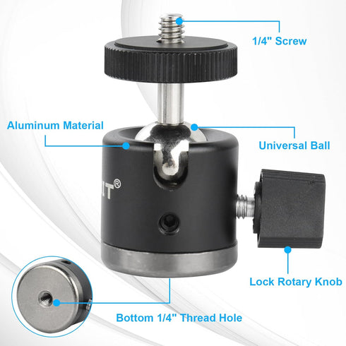 UTEBIT C-Clamp with Mini Ball Head?Desk Clamps Set Aluminum with 1/4 Thread Hole, C-Clamp Mount 360 Degree Rotation Tripod Head with 1/4" hot Shoe...