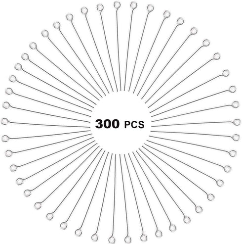 300 Pcs 1.6 Inch 304 Stainless Steel Open Eye Pins Headpins for Jewelry Necklace Making, (Silver)...