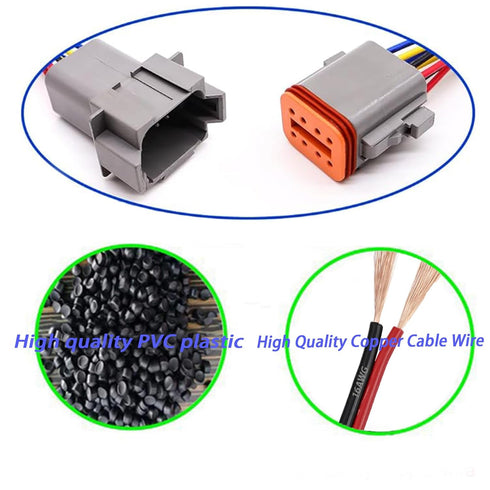 Deutsch DT 8 Pin Connector,DT Automotive Waterproof Electrical Connector 8 Way Male Female Plug Wiring Harness,with 16 AWG Cable Wire,for Car,Truc...