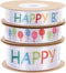 3 Rolls Happy Birthday Ribbon Roll Wide Satin Ribbon Happy Birthday Balloons Ribbon Wrapping Ribbon for Party Decoration...