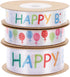 3 Rolls Happy Birthday Ribbon Roll Wide Satin Ribbon Happy Birthday Balloons Ribbon Wrapping Ribbon for Party Decoration...
