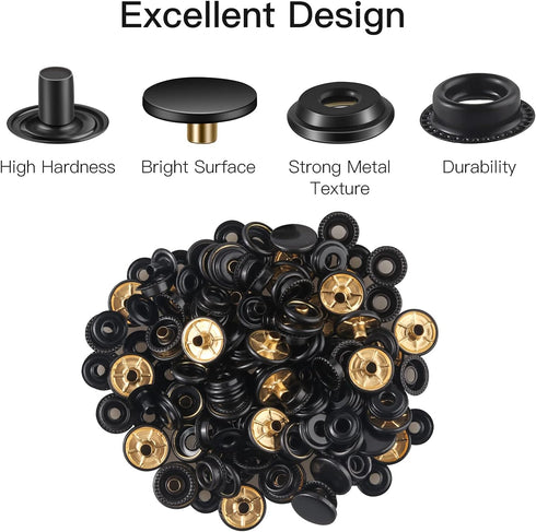 100 Pieces (25Sets) Snap Fastener Kit Tool 15MM Snap Button kit Snaps for Leather Leather Snaps and Fasteners Kit for High-Grade Metal Material Sn...