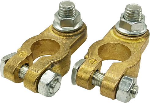 Ampper Brass Battery Terminal Connectors, Top Post Battery Terminals Clamp Set for Marine Car Boat RV Vehicles (1 Pair)...