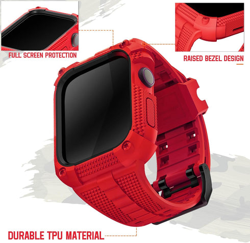 Wristitani Compatible with Apple Watch Band with Shockproof Rugged Case for iWatch Series 6/SE/5/4(44mm 40mm), Waterproof TPU Sport Watch Strap wi...