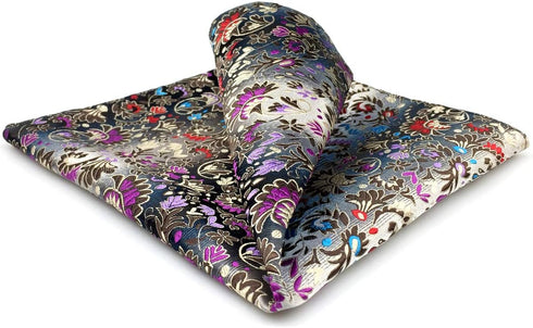 SHLAX&WING Floral Multicolor Silk Pocket Square Mens Hankies Hanky...