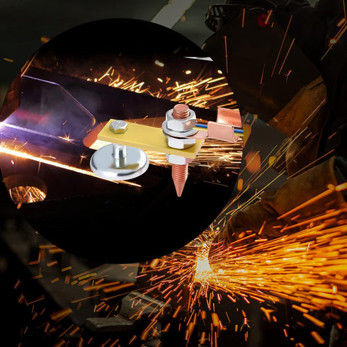 2 Pack Magnetic Welding Support Ground Clamp Tools with 2 Conductive Rods, Welding Magnet Head Strong Magnetism Large Suction, Copper Tail Welding...