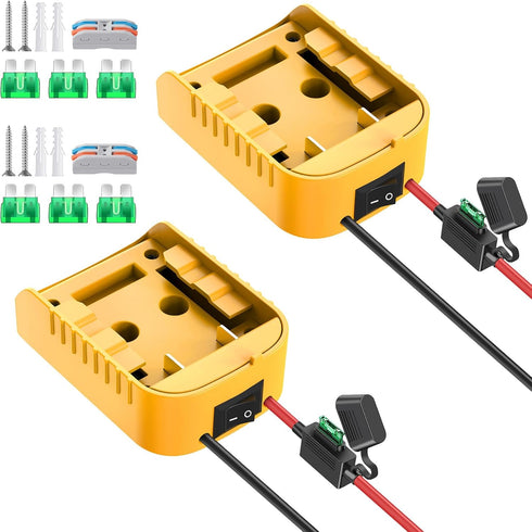 2 Packs Power Wheels Adapter for Dewalt 20V Battery Adapter Power Wheels Battery Converter Kit with Fuse & Switch & Wire Terminals, 12AWG Wire, fo...
