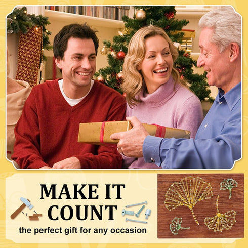 INFUNLY Leaves String Art Kit Creative Handmade Kit for DIY Lovers DIY Malachite Dance Craft Kit for Adult Beginners Wooden Frame Board with Pre P...