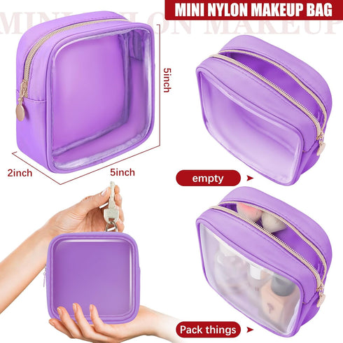 Hushee 4 Pcs Clear Nylon Makeup Bag for Women Christmas Gifts Preppy Cosmetic Bag PVC Travel Toiletry Bag Zipper Pouch Waterproof Storage Organize...