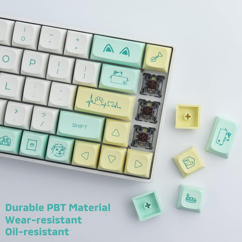 Hyekit PBT Keycaps 130 Keys Cat Keycaps Dye-Sublimation Cute Keycaps XDA Profile Custom Keycaps for Cherry Gateron MX Switches Mechanical Keyboard...