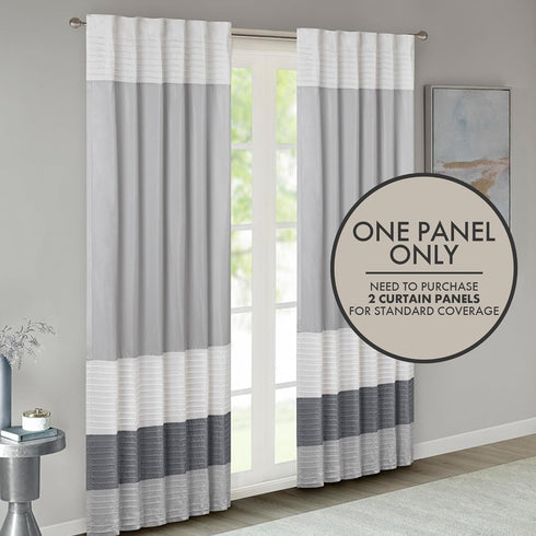Madison Park Window Curtain Single Panel Faux Silk, Elegant Pleats, Rod Pocket Curtains for Living Room Privacy, Room Darkening Window Curtain for...