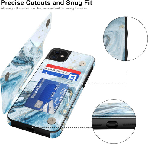 LETO for iPhone 11 Case,Leather Wallet Case with Fashion Floral Flower Designs for Girls Women,with Kickstand Card Slots Cover,Protective Phone Ca...
