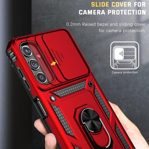Dretal for Galaxy A14 5G Case, Samsung A14 5G Case + Tempered Glass Screen Protector with Kickstand & Slide Lens Protector Heavy Duty Armor Shockp...