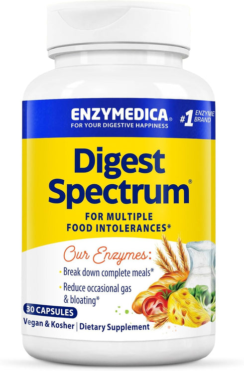 Enzymedica Digest Spectrum, Digestive Enzymes for Multiple Food Intolerances, Offers Fast-Acting Gas & Bloating Relief, 30 Count...