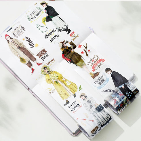 WT Twilight Zone Wide Washi Tape, Single Roll, Original Designs, Modern Girls Decorative Tape, Fashion Characters Figures, Washi Tape for Journali...