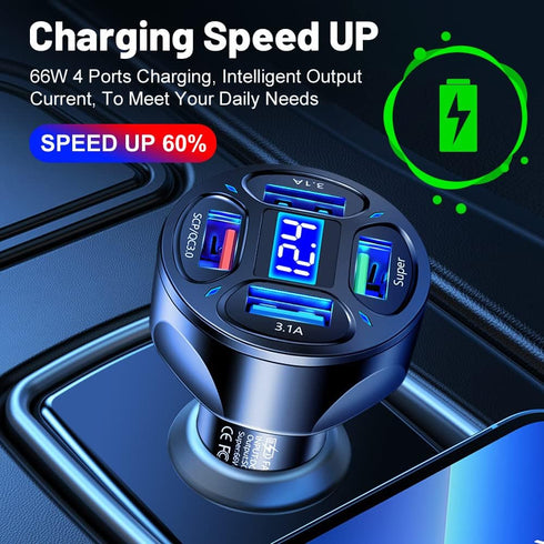 Car Charger Fast Charge,66W SCP/QC3.0 Cell Phone Charger,Cigarette Lighter USB Charger with Voltage Detection Compatible for iPhone 14 Pro MAX/13,...