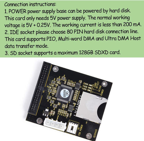 1Pcs SD SDHC Card to IDE 3.5" 40Pin Male Adapter Male IDE Hard Disk Drive Adapter...