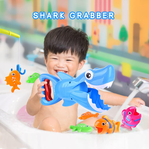 Bath Toys Baby Bath Essentials Fishing Pole Games Swimming Shark Grabber Water Table Pool Bath Time Infant Bathtub Toy Set Non Toxic Mold Free Bat...
