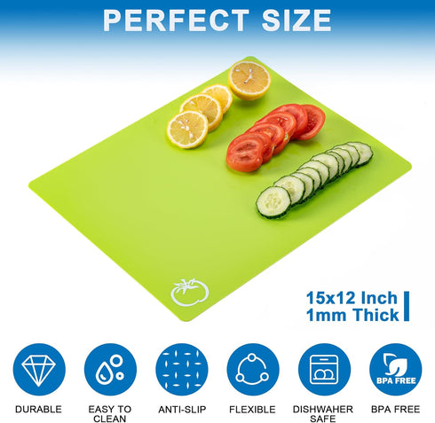 5 Pieces Flexible Plastic Cutting Board Mats with Food Icons, BPA Free Cutting Boards for Kitchen, Non Slip Cutting Mat for Meat and Vegetables (R...