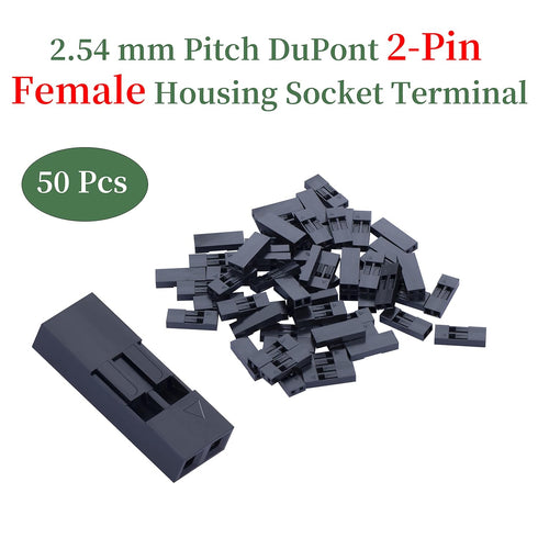 50 Sets Dupont 2.54 mm Pitch 2-Pin Female Adapter Cable Connector Accessories. 150 Pieces 2.54 mm Pitch Dupont 2-Pin Adapter Connector Female Hous...