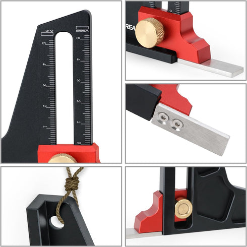 Woodworking Height Gauge - Precision CNC-Machined Depth Measuring Tool, Anodized Aluminum Alloy with Dual Scale for Table Saw/Router/Drill Press (...