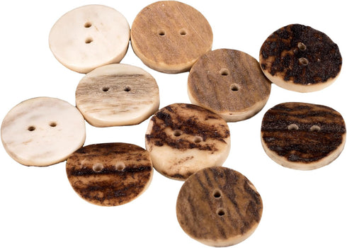 Natural Round Shape Deer, Elk Antler Buttons 3 Sizes 5pieces (25 mm (0.98 inch))...