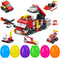 Easter Basket Stuffers, Fire Rescue Vehicles Building Block with 6 Characters,6 in 1 Car Building Kit Easter Eggs Easter Baskets for Kids...