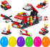 Easter Basket Stuffers, Fire Rescue Vehicles Building Block with 6 Characters,6 in 1 Car Building Kit Easter Eggs Easter Baskets for Kids...